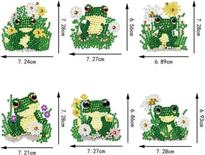 YUE ZHE 6 PCS Frog Diamond Art Kits for Adults Double Sided Diamond Art Keychains Animal DIY 5D Painting Keychains Kits for Adults Beginners DIY Crafts