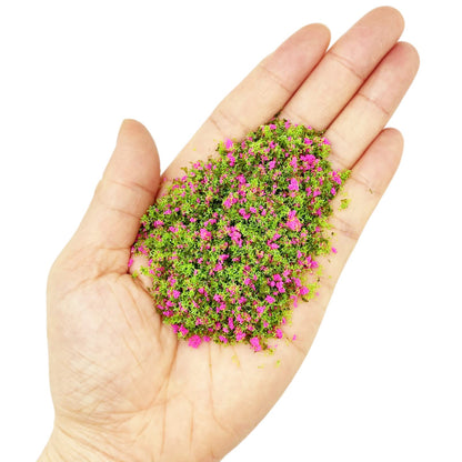 PrettyLife Miniature Flower Grass Cluster Tufts Material Colorful for DIY Mini Dollhouse Fairy Garden Tree Railway Simulated Static Scenery Micro Landscape Model (Rose)