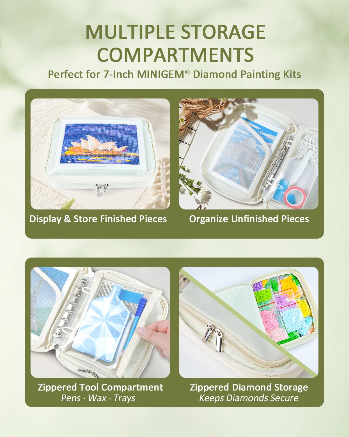 ForeverYoung All-in-One Diamond Art Storage Bag with Separate Sections for 7-Inch Small Diamond Art Kits, Portable & Travel-Friendly, Diamond Painting Accessories and Tools for Lovers (Bag Only)