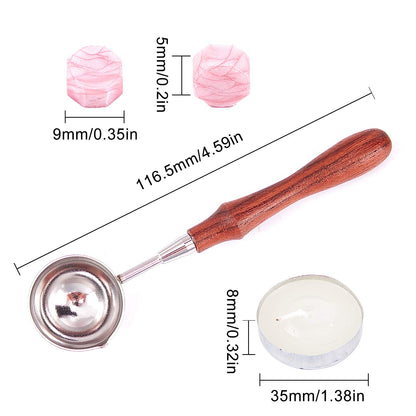 CRASPIRE Cherry Flower Wax Seal Stamp Set + 200pcs Pink Sealing Wax Beads + Melting Spoon + 3pcs Candles for Wedding Invitations Envelops Cards Gift Letter Wrapping Wine Packages
