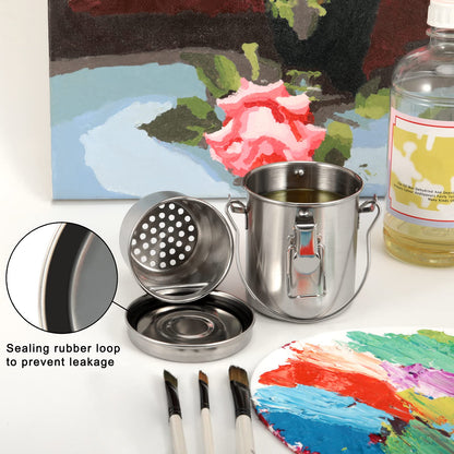 MyLifeUNIT Paint Brush Cleaner, Stainless Steel Brush Holder for Painting, 10oz