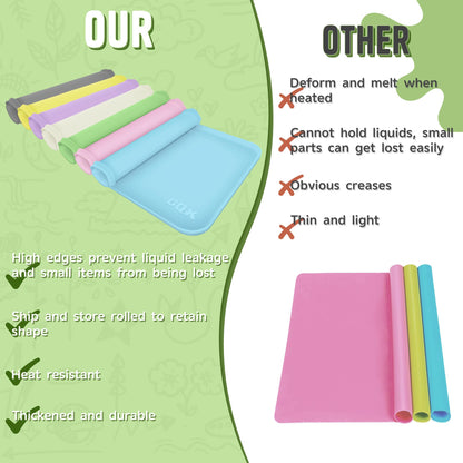 Silicone Art Mat for Crafts, 24" x 16" Painting Mat for Kids with Raised Sides to Stay Tidy, Paint Craft Mats for Clay, Resin, Slime, Jewelry-Making & Crafts Creation (Green)