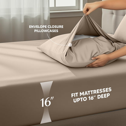 Utopia Bedding Twin XL Sheet Set - Soft Microfiber 3-Piece Bed Sheets in Beige | Oeko-Tex Certified