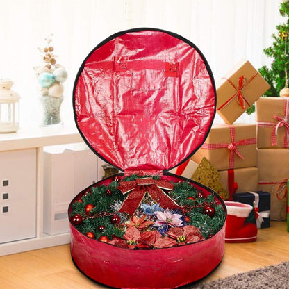 ProPik Christmas Wreath Storage Bag - Heavy Duty Tear Resistant Material with Handles | 24" x 8" (Red)