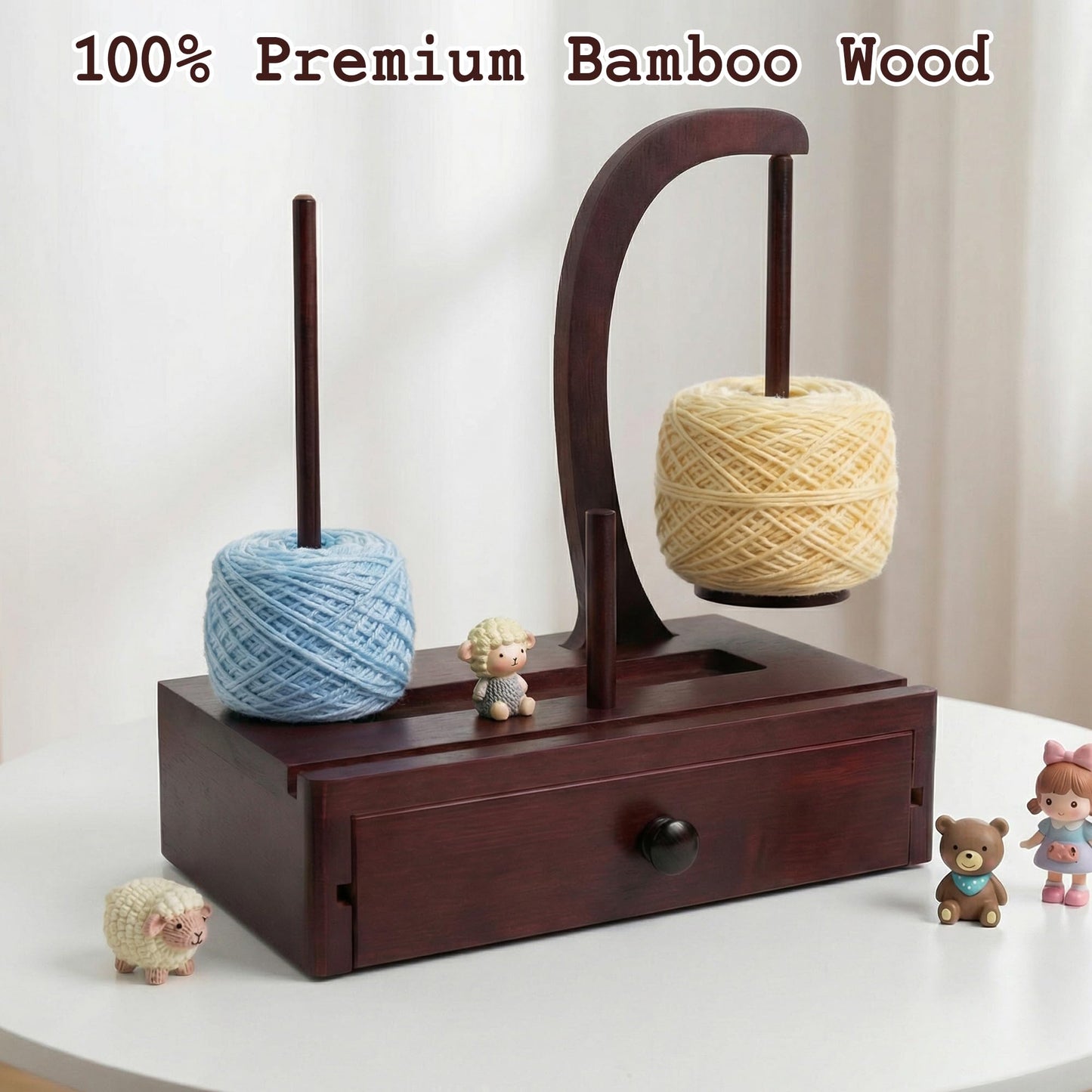 Larger Size Yarn Holder for Crocheting, Upgrade Wooden Yarn Spinner with Magnetic Rotating Mechanism, Large Storage Space, Crochet Gift for for Knitting Lovers Mom Mother's Day Gift