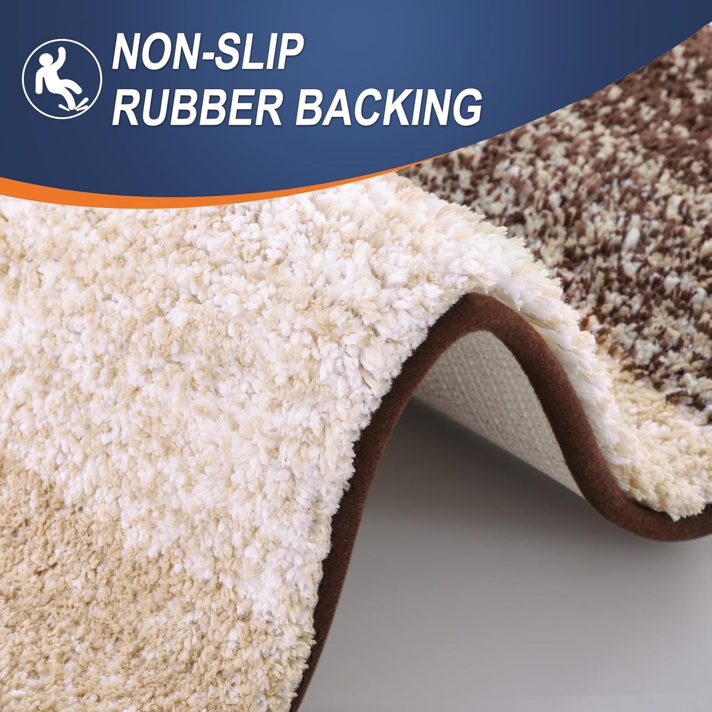 OLANLY Bathroom Runner Rugs - Extra Soft Microfiber Bath Mats | Quick Dry, Rubber Backing, 59x20, Brown