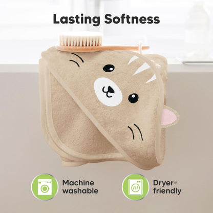 KeaBabies Hooded Baby Towel for Newborn - Viscose Derived from Bamboo Large Baby Bath Towels with Hood for Boys, Girls, Toddler, Extra Absorbent & Soft Newborn Bath Essentials (Cat)