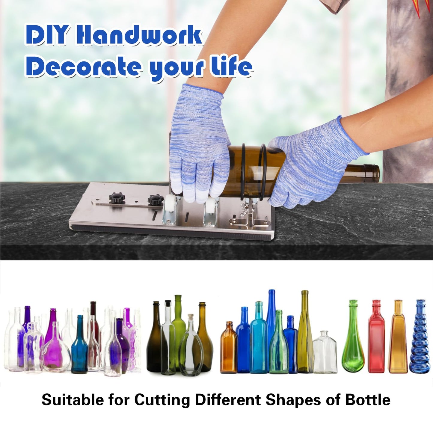 Glass Bottle Cutter,Glass Cutter Tool Kit for Round Bottles, Bottle Cutter DIY Machine for Cutting Wine,Beer,Whiskey, Champagne and soda