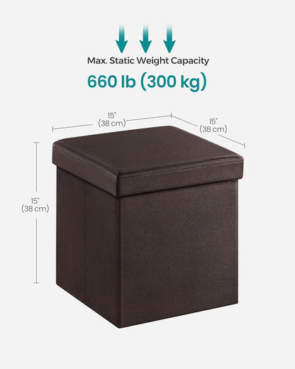15 Inches 660 lb, ULSF10B SONGMICS MAZIE Collection - Ottoman with Storage, Footstool, Storage Ottoman, Load for Dorm