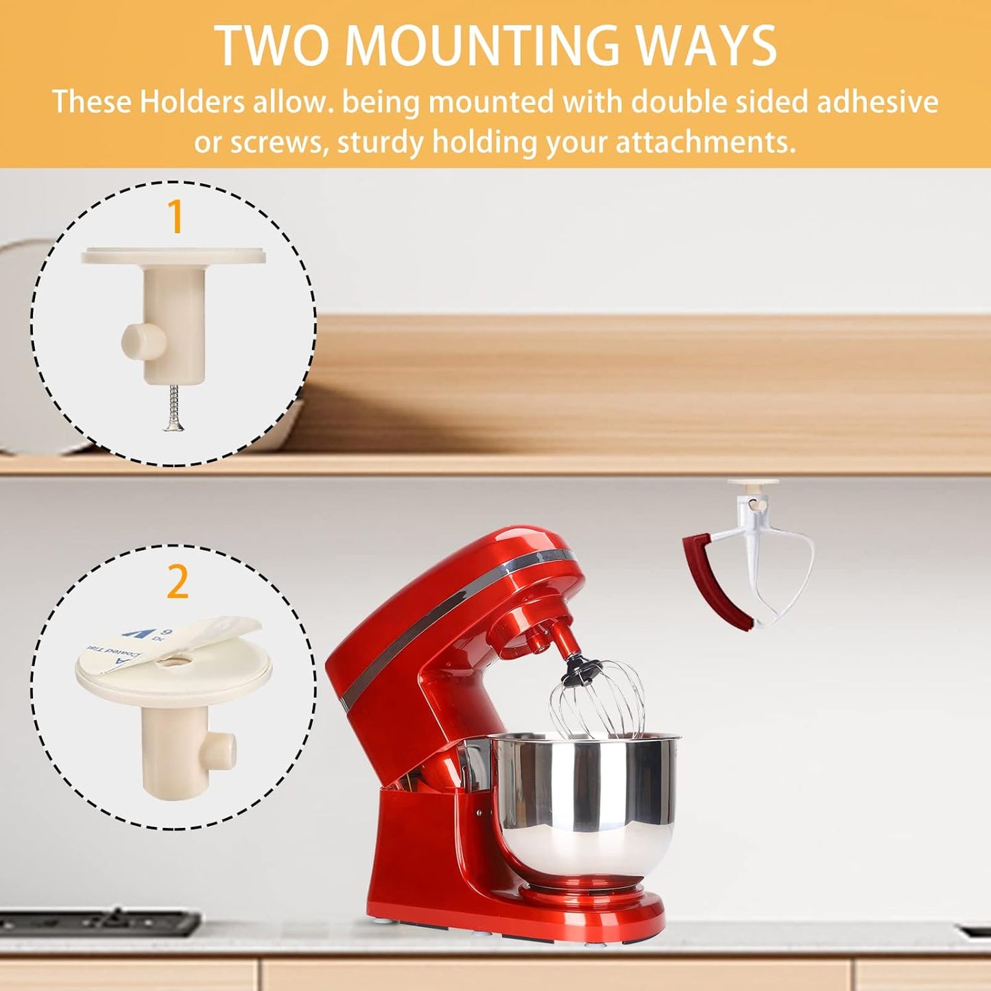 4 Pack Stand Mixer Attachment Holders - Kitchen Accessory Organizer for Kitchenaid Mixer Attachments, Storing Dough