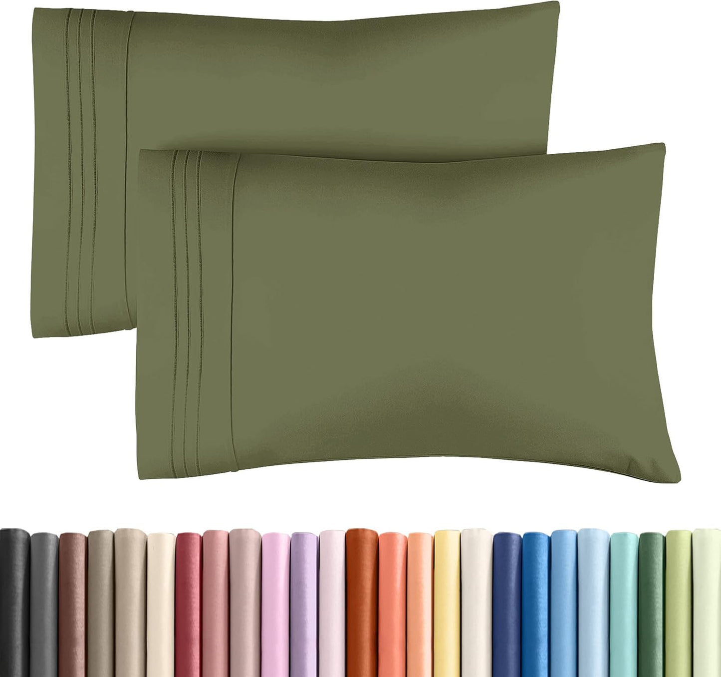 Queen Pillow Cases by [Brand Name] - Ultra Soft Hotel Quality Covers | Wrinkle-Free, Stain-Resistant, Machine Washable - 2 Piece Set in Sage Green