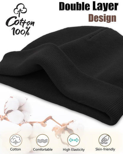 choshion 100% Cotton Beanie Hat, Cuffless Beanies Warm Knit Winter Skull Cap, Unisex Soft Fisherman Hats for Women Men