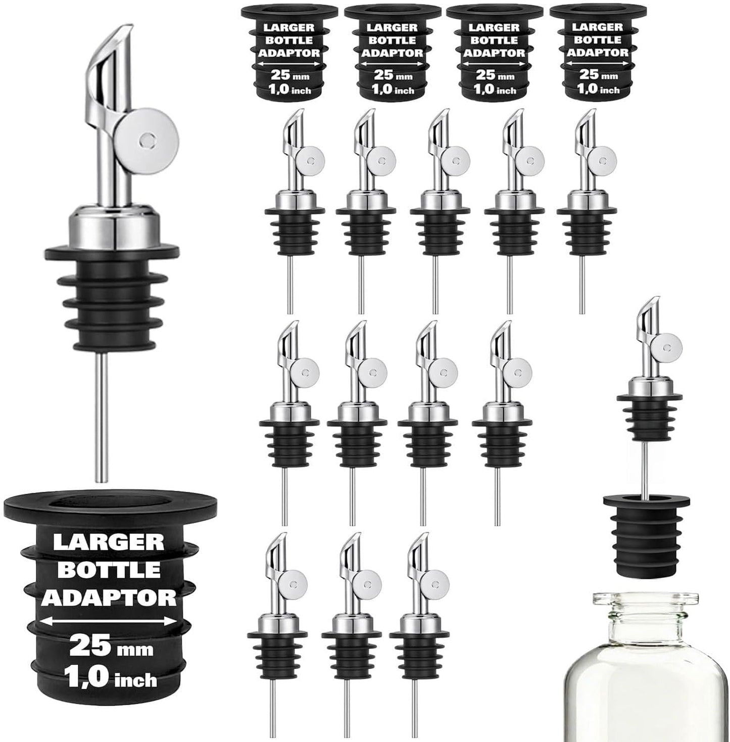 12 Pack Pafusen Olive Oil Pour Spout with Adapters, Oils Pourer for Olive Oil Dispenser Bottle, Easily Turn Your