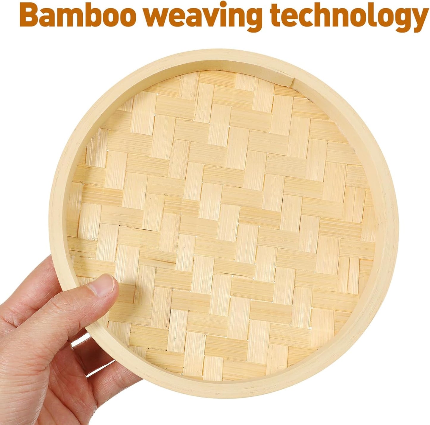 Luxshiny 4pcs Bamboo Weaving Basket, Mini Woven Tray for Bread Display and Craft Storage