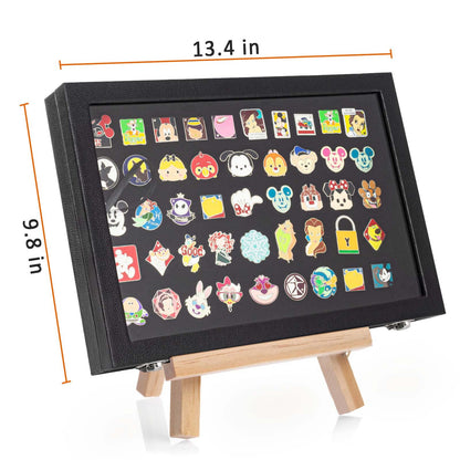 Enamel Pin Display Case, Pin Collection Holder, 14" X 9" Shadow Box Frame for Pins, Black