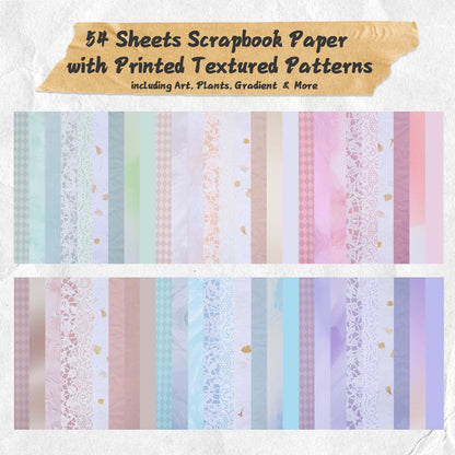 90 Sheets Textured Scrapbook Paper with Decor Mesh Fabric Creative Kit - 6 Pack Mixed Media Papers for Craft, Scrapbooking, Junk Journal, Card Making, Collage Art Supplies, 5.1 x 7 Inches