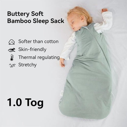 BubblePanda Bamboo Sleep Sack - Soft 1.0 Tog Toddler Sleeping Bag for Ages 18-24 Months | 2-Way Zipper