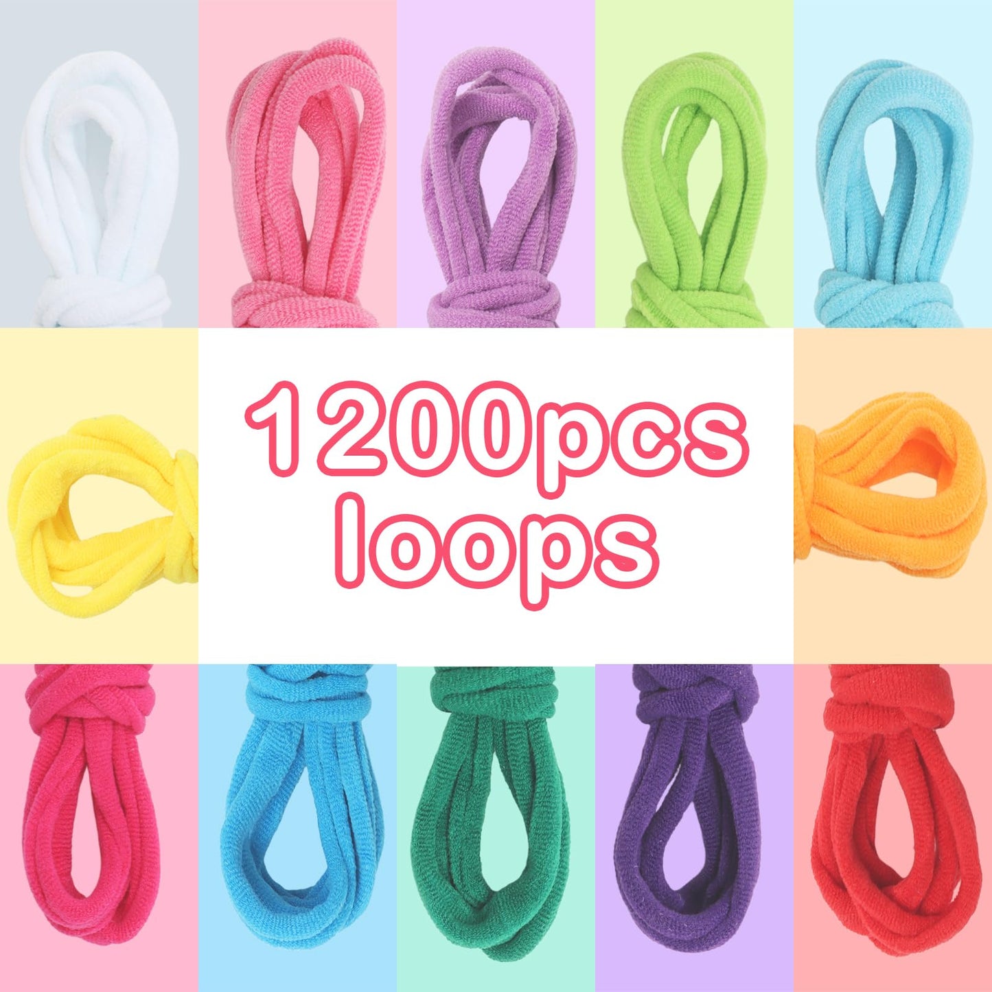 1200 PCS Weaving Loom Loops Potholder 7 inch Durable Nylon DIY Crafts Projects for Kids Adults Rainbow Themed Potholder Weaving Loops Kit Elastic Ideal Gifts for Girls Ages DIY Crafts Supplies