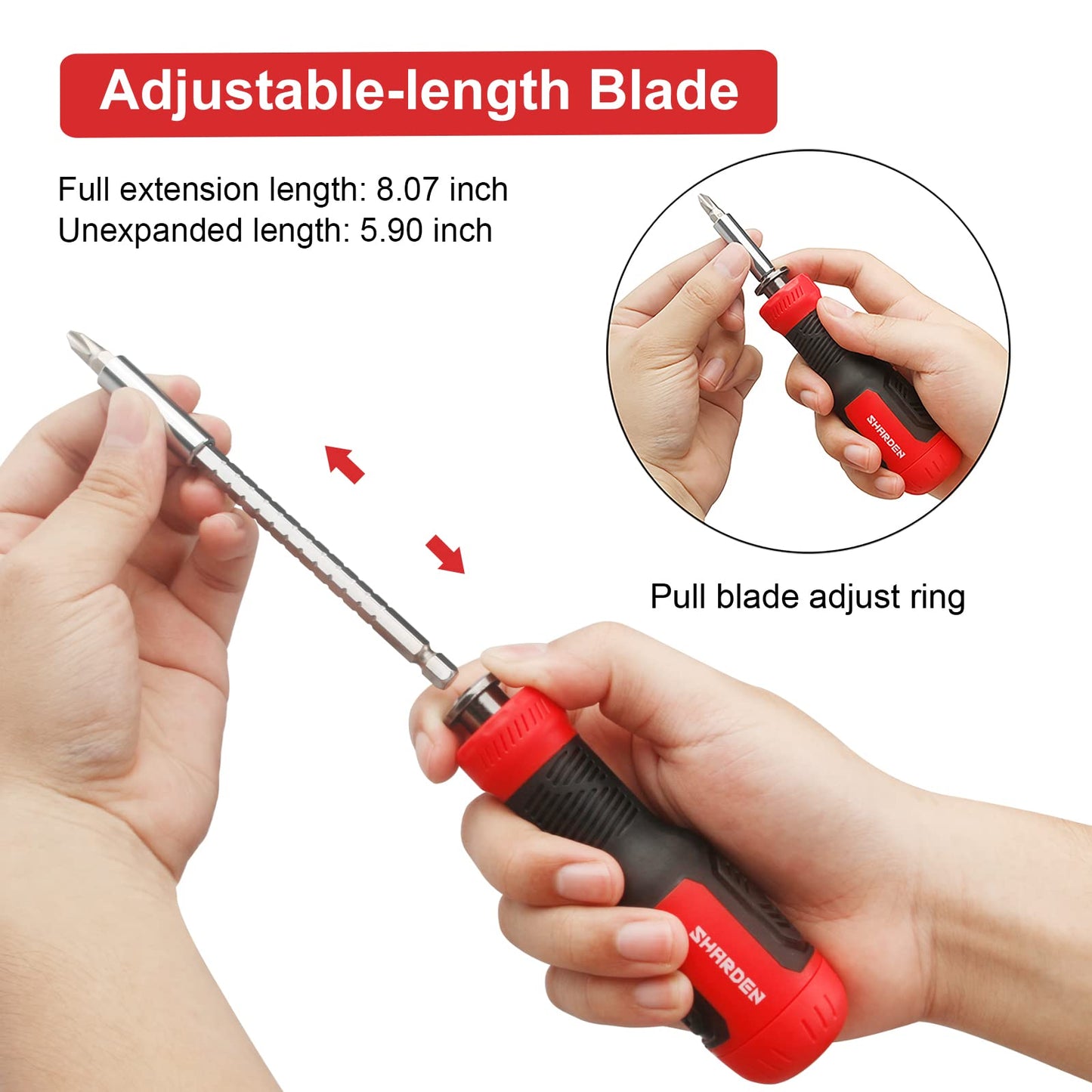 SHARDEN Multi Screwdriver 13-in-1 Screw Driver Adjustable Screwdriver Set Multitool All in One with Torx Security, Flat Head, Phillips, Hex, Square and 1/4 Nut Driver