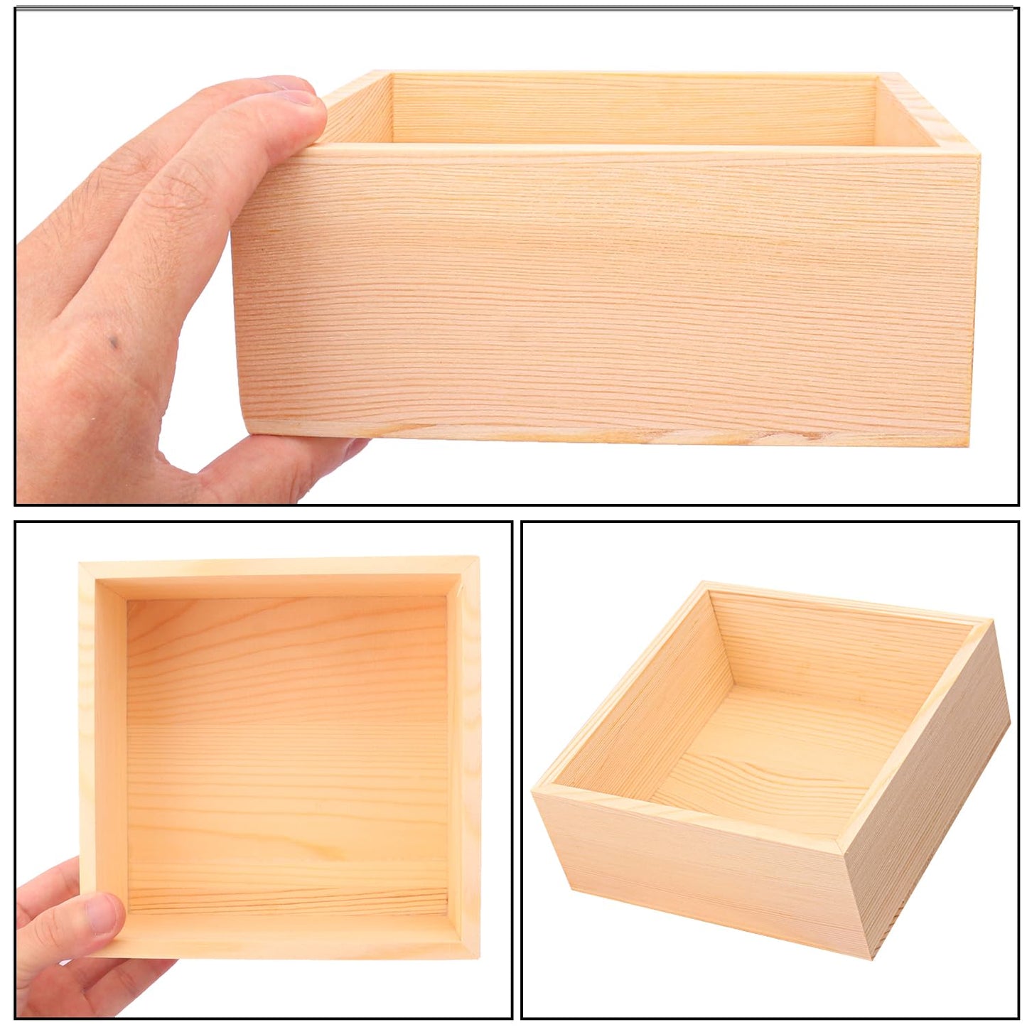 kukmakri 12 PCS Unfinished Wooden Boxes, 6 x 6 Inch Square Small Wooden Boxes, Rustic Wood Box for Display - Craft Organizer Container Wood Box for Storage, Home Decor, and DIY Crafts