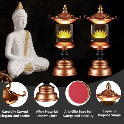 CFSHGLPSF 1 Pair 7 Color LED Lotus Lamp Lights - Lotus Lights with Adjustable Switch for Buddhist Occasions, Meditation Buddhist Supplies（11 Inch）