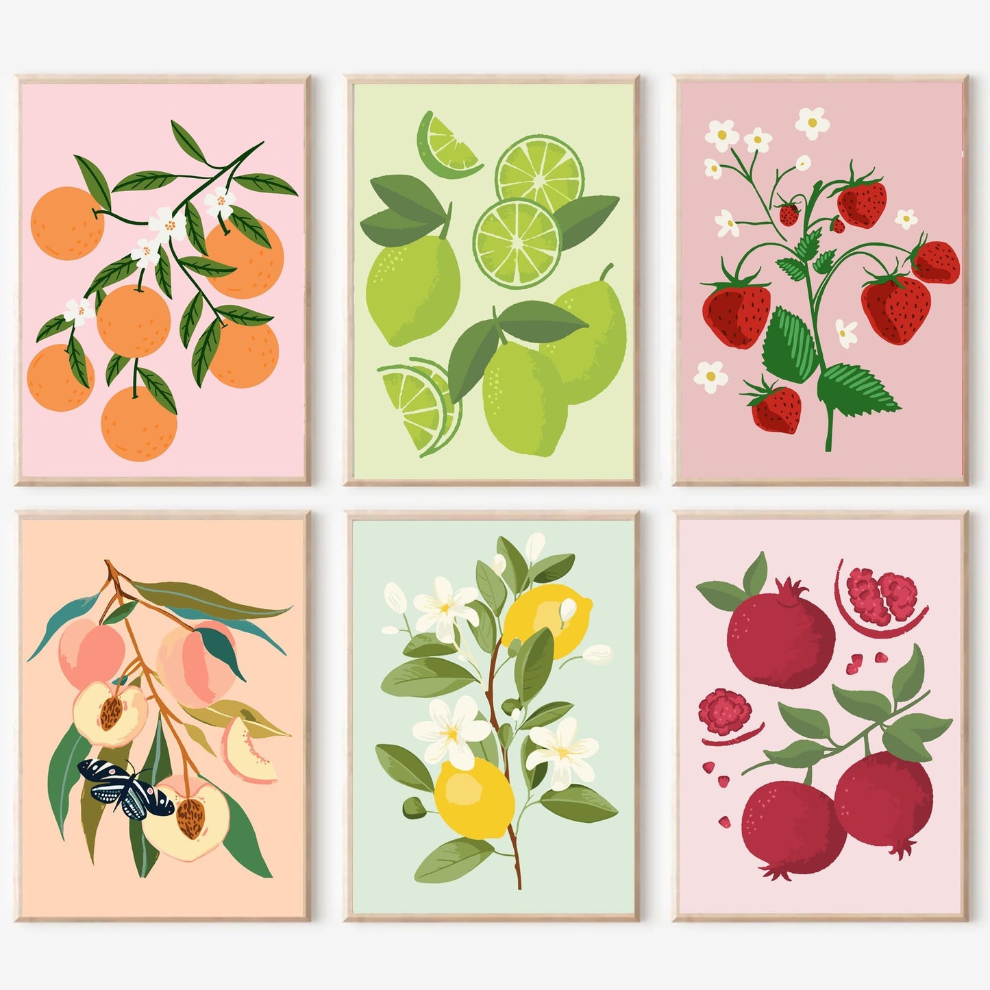 YALKIN 6 Packs Paint by Number Kits for Adults Beginners, DIY Acrylic Painting by Number Kits on Canvas Without Frame,Fruits Adults Paint by Number for Home Wall Decor Gifts 20x30CM/7.8x11.8IN