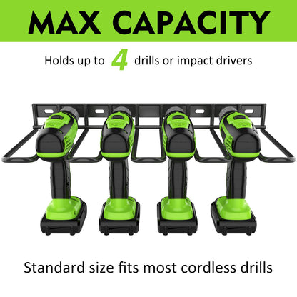 ENONCI Power Tool Organizer, Drill Holder Wall Mount,Thickened Drill Rack,50 lb Garage Storage Heavy Duty Drill Organizer Utility Storage Rack for Dewalt Milwaukee Ryobi Cordless Tools