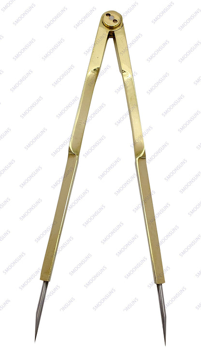 Vintage Navigation Straight Pattern Artist Divider Solid Brass Drawing Tool Professional 6” Long Solid Brass with Heavy Duty Steel Point with Leather Case with Stainless tip