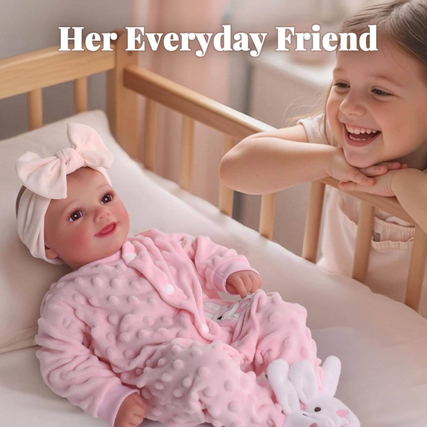BABESIDE Reborn Baby Dolls Sunny - 17 Inch Cute Realistic Baby Doll with Soft Cloth Body, Poseable Real Life Baby Dolls with Bottle and Accessories for 3+ Years Old Girl Gifts, Pretend Play