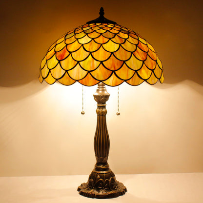 AVIVADIRECT Tiffany Table Lamp Stained Glass Fish Scales Style Antique Desk Reading Light 16X16X24 Inches Decor for Bedroom Living Room Home Office