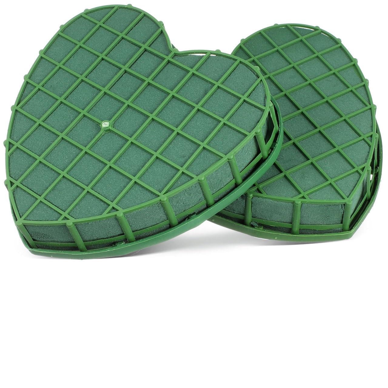 2Pcs Heart Shaped Floral Foam Cage with Suction Cup, Wet Dry for Wedding Car Decoration, Fresh Artificial Flower Arrangement Mud Block Base