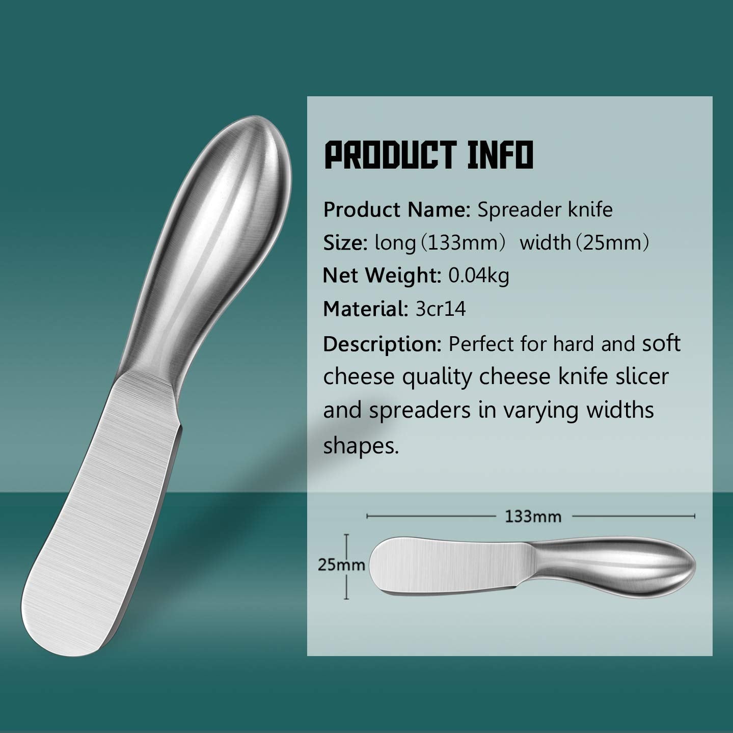 WoneNice 4-Piece Spreader Knife Set, Stainless Steel for Cheese Butter Jam, Dishwasher Safe Kitchen & Serving Utensils, Gift for Wedding Housewarming Christmas