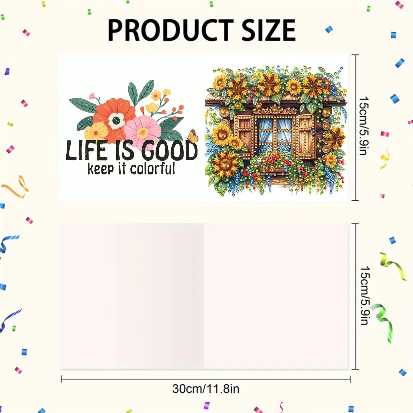 6 Packs DIY Diamond Art Cards with Envelopes, DIY Diamond Art Painting Greeting Cards Happy Birthday Holiday Card Kits Present-03-Sunflower