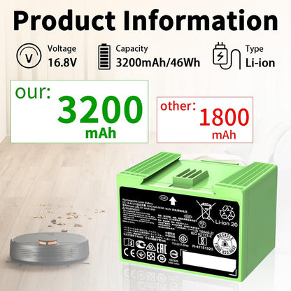 High Capacity for Roomba i7 Battery Compatible with iRobot Roomba i and e j Series, for J7 i7 i7+ i8 i8+ i6 i5 i4 i4+ i3 i3+ i7158 J7 7150 7550 and e5 e6 e5150 e5152 e6198 5511 ABL-D1 ABL-D2 14.4V