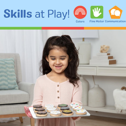 Melissa & Doug Slice & Bake Cookie Set with Wooden Play Food, Colorful Toppings & Play Kitchen Accessories, Preschool Learning Toys for Girls & Boys 3+