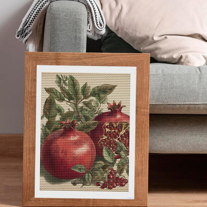 HMDIIMGE Berries of Pomegranate Diamond Painting Kit, DIY Canvas Art Decor with Drill Pen, Tray and Wax, Waterproof Sparkling Wall Craft for Home Decor, Birthdays, Christmas 12x16 Inch