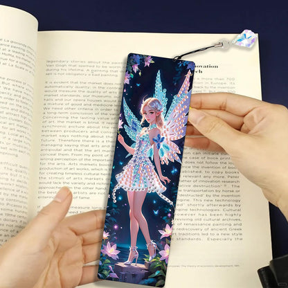 JISHSHAY 4 PCS Diamond Art Bookmarks Diamond Painting Book Marks Gem Art Bookmarkers Gem Painting Book Markers Mosaic Kits for Adults Special Drills with Crystal Pendants Fairy Elf