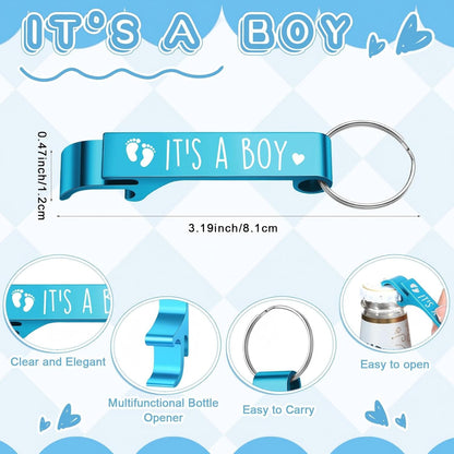 25 Sets 1.5 oz Vesici Baby Shower Favors for Guests Stainless Steel Shot Glasses Cute Bottle Opener Keychains Thank You