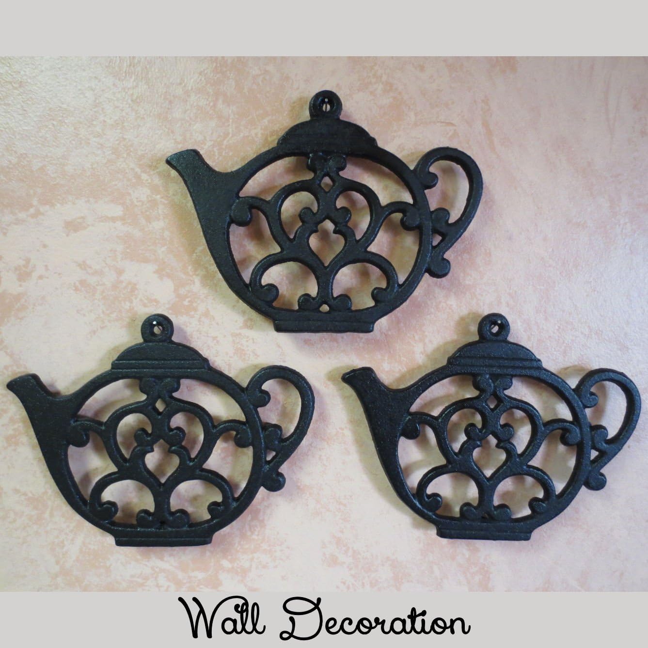Teapot Cast Iron Trivet for Hot Pots, Kitchen & Dining Table, Black, 8 by 6.1 Inches, Gift for Home Decor
