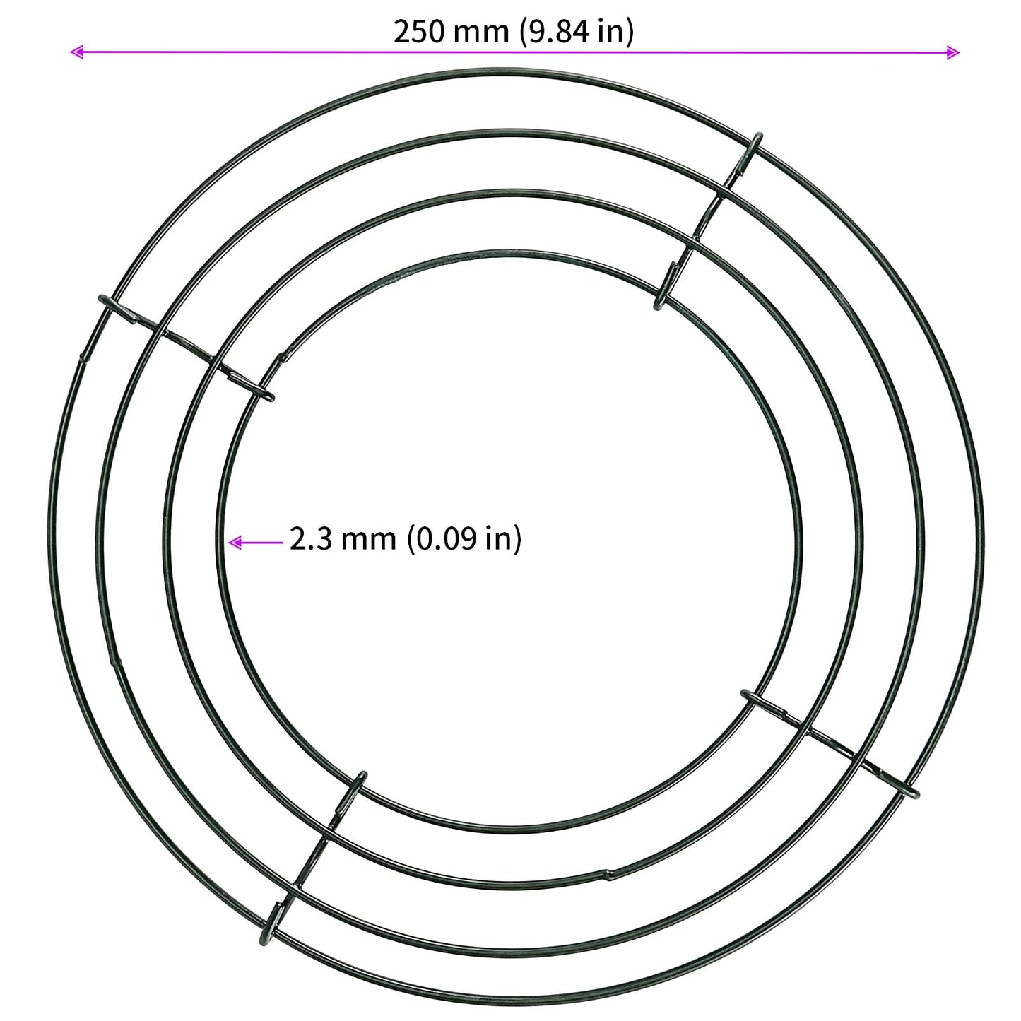 JEUIHAU 15 Pack 10 Inches Round Wire Wreath Frames, Green Metal Floral Wreath Frame, Wire Wreath Rings for Christmas New Year Party Home Decor DIY Crafts Supplies