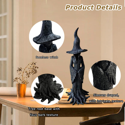 PMDYBY Resin Tabletop Gothic Decor Witch Statue, Retro/Modern Style Decor, Bookshelf/Desktop Decoration and Has A Cool Mystic Look 7.5 Inch