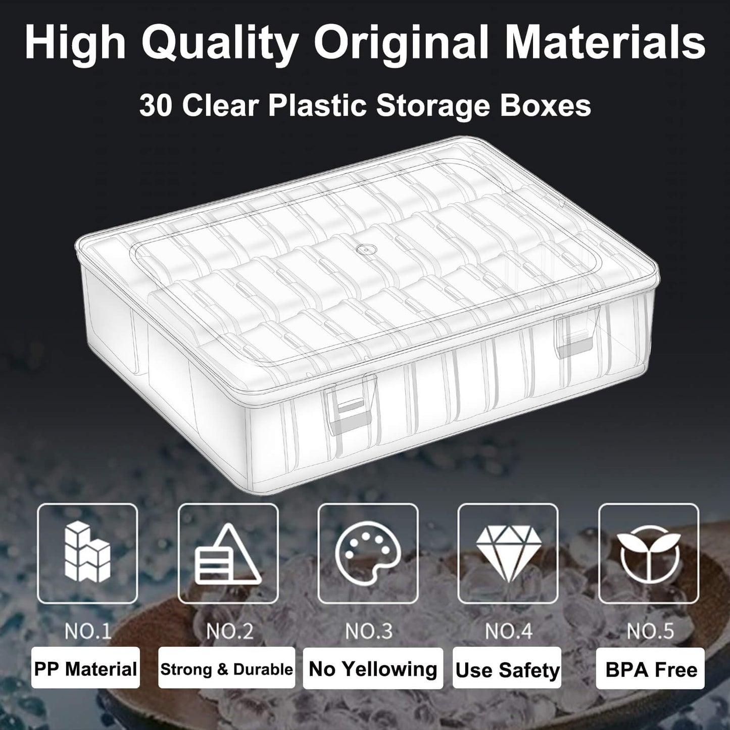 ZOQINI Bead Organizer and Storage Box, 30Pcs Small Clear Plastic Storage Containers 1 Large Craft Organizer Box 1 Sheet Label Sticker, Mini Storage Box for Jewelry Making Diamonds Arts Screws Seeds