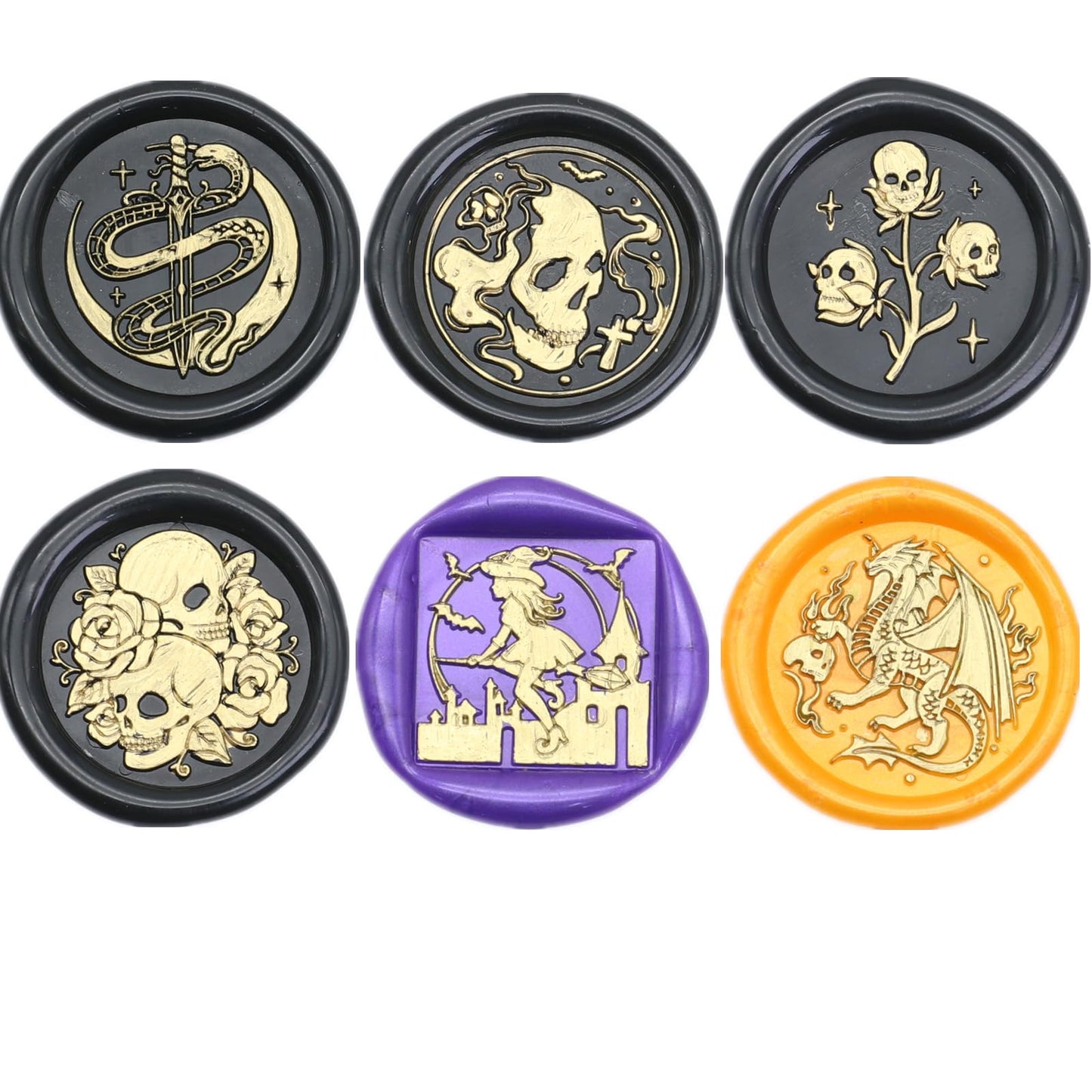 ONWINPOR Skull Skeleton Wax Seal Stamp Set - Removable Brass Head Sealing Stamp Kit, Great for Decorating Party Invitations