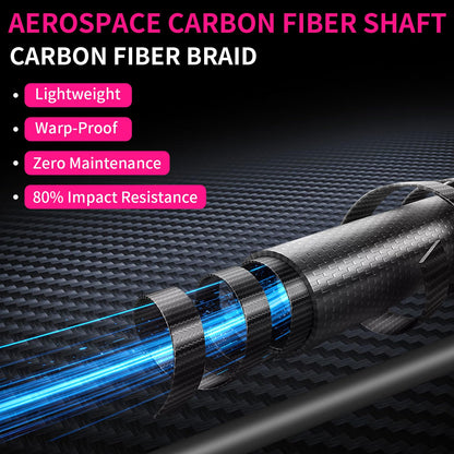 AKLOT Carbon Fiber Pool Cue Stick, 58”, 19oz, Low Deflection Pro Billiard Stick, 12.5mm Tip, Maple Butt & Buffalo Leather Grip Weight Adjustment, Pool Cue Kit with Case,Tips (Rose Phantom)