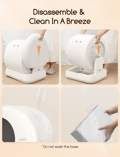 MeoWant Self-Cleaning Cat Litter Box, Integrated Safety Protection Automatic Cat Litter Box for Multi Cats, Extra Large/Odor Removal/APP Control Smart Cat Litter Box with Mat & Liner