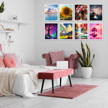 Fulmoon 24 Pack Diamond Painting Kits 11.8 x 9.8 Inch DIY 5D Abstract Landscapes Diamond Art Full Round Drill Crafts for Adults Kids Beginners Home Wall Decor Gifts
