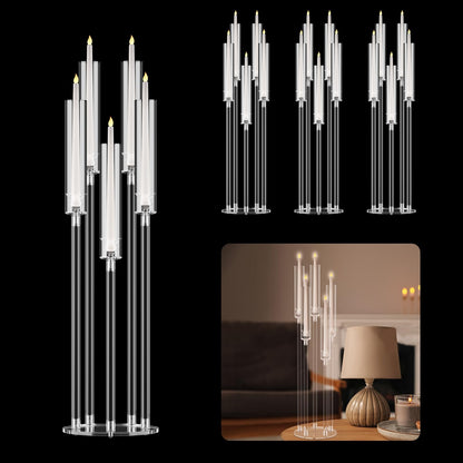4PCS 5 Arm Acrylic Candelabra Centerpieces, Clear Candle Taper Candlestick Holder Tall Candelabra for Party Birthday Dinner Event Fireplace Decortion (US Fast Arrival)