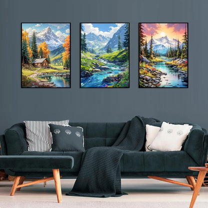 Axquilon Diamond Art Kits for Adults - 3 Pack Landscape Diamond Painting Kits for Adults, 5D Round Full Drill Landscape Gem Art, Paint by Diamonds Pictures DIY Crafts Kits 12x16inch