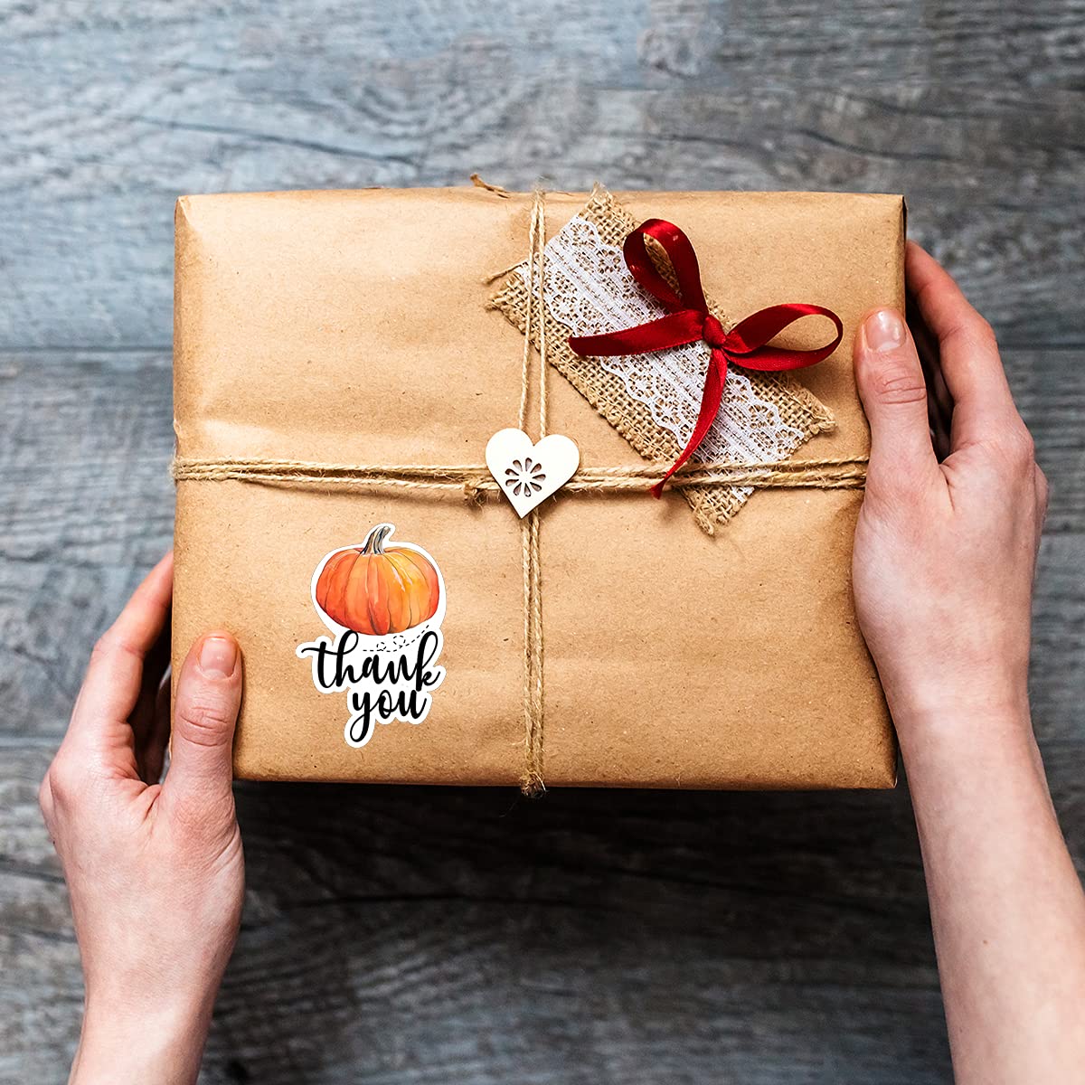 Littlefa 1.5” Thank You Pumpkin Stickers for Small Business Shipping Gift Boxes Thank You Sticker 500 Labels