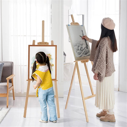 XYIANG Folding Easel, Wooden Adjustable Easel with Tripod Legs, Portable Painting Easel Stand Wood Artist Easel, for Painters, Students (A 150CM)